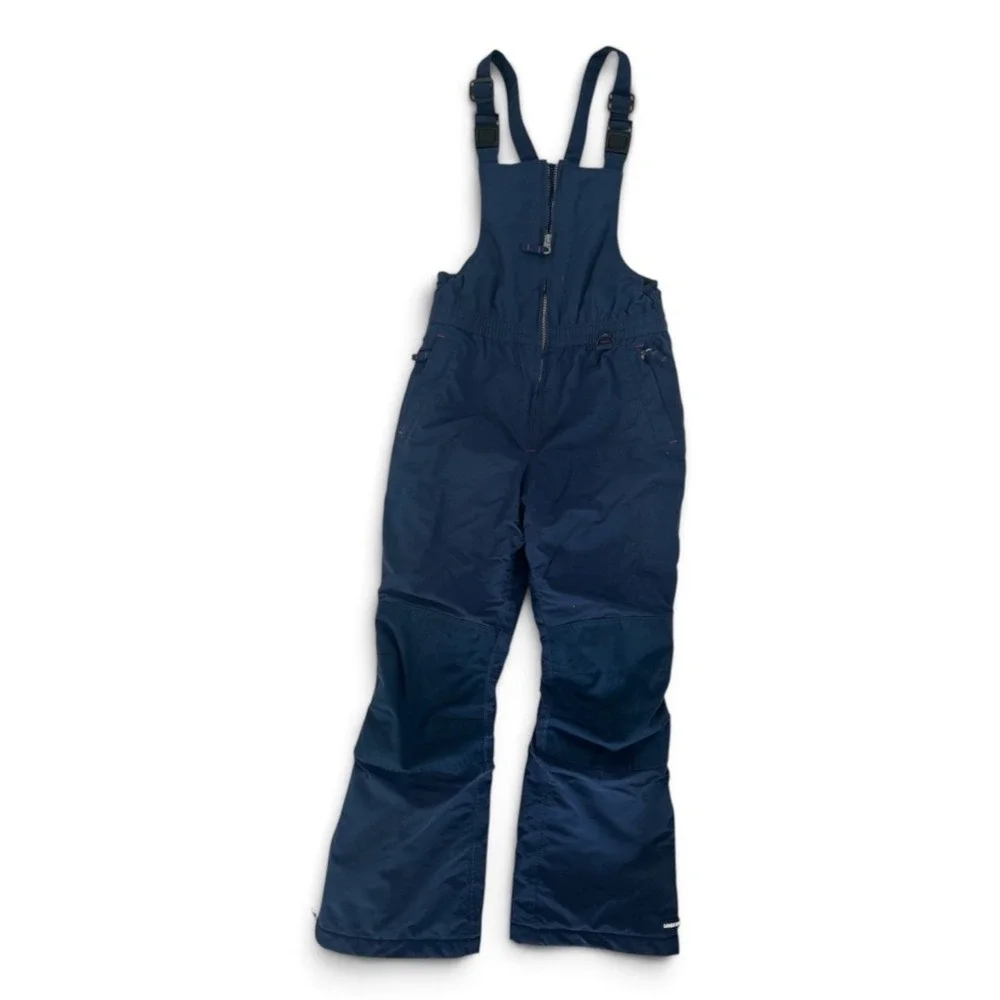 Lands End Kids Navy Blue Iron Knee Snow Bibs Insulated Overalls Size 10